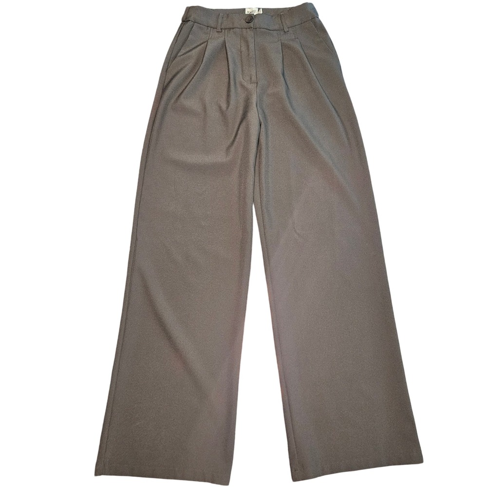 Polly Princess High Rise Wide Leg Archer Pants Gray Pleated Sz 6